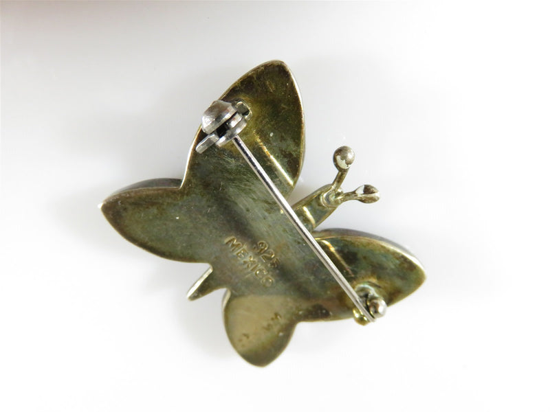 Vintage Sterling Mexico Pressed Flower Butterfly Brooch Scarf Pin - Just Stuff I Sell
