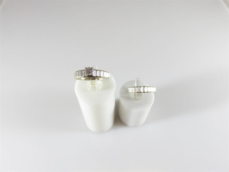 Vintage 14K White Gold Diamond Wedding Ring Set Zales 14K JTC 969 - Just Stuff I Sell