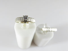 Vintage 14K White Gold Diamond Wedding Ring Set Zales 14K JTC 969