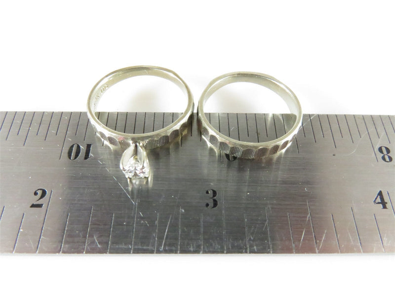 Vintage 14K White Gold Diamond Wedding Ring Set Zales 14K JTC 969