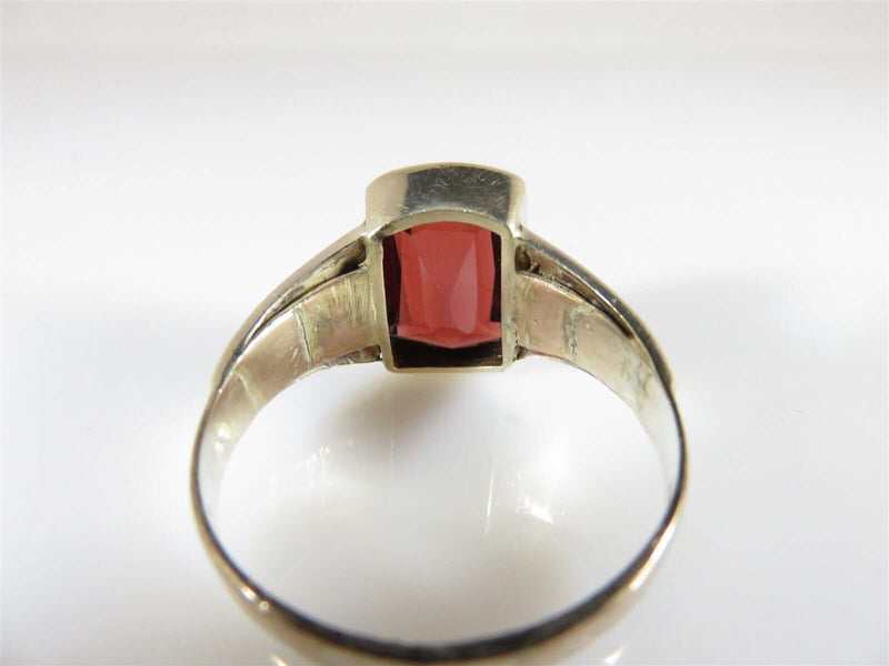 Antique Men's 8K Solid Gold Emerald Cut Garnet Ring Size 10.25 Pinky Ring - Just Stuff I Sell