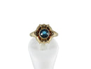 10K Rose Gold Floral Setting Zircon Blue Glass Stone Solitaire Ring Size 4.75 - Just Stuff I Sell