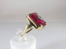10K Art Deco Style Fancy Diamond Ruby Solitaire Ring Size 7.5 Yellow Gold - Just Stuff I Sell