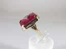 10K Art Deco Style Fancy Diamond Ruby Solitaire Ring Size 7.5 Yellow Gold - Just Stuff I Sell