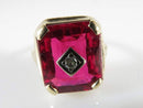 10K Art Deco Style Fancy Diamond Ruby Solitaire Ring Size 7.5 Yellow Gold - Just Stuff I Sell