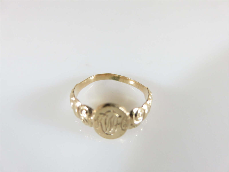 Antique Rosy Yellow 10K Gold Children's KWC Initials Ring Size 3.25 - Just Stuff I Sell