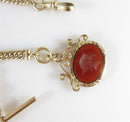 RFS & Co 1/10 10K Gold Pocket Watch Chain with Intaglio FOB - Fine Condition - Just Stuff I Sell