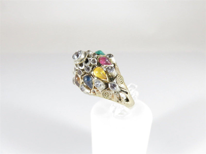 Princess Harem Ring Circa 40's 10k Gold Multi Stone Thai Ring Size 7 1/2 - Just Stuff I Sell