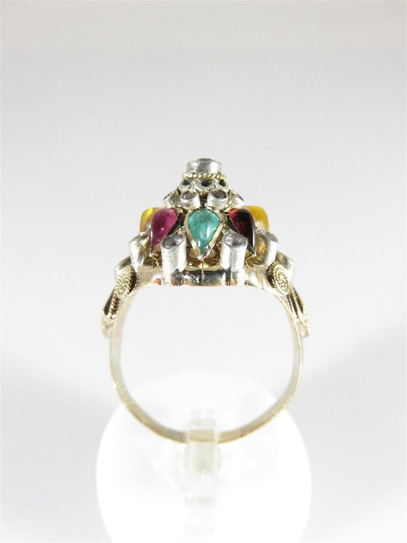 Princess Harem Ring Circa 40's 10k Gold Multi Stone Thai Ring Size 7 1/2 - Just Stuff I Sell