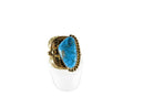 Beautiful Navajo Gold 14K Rich Blue Turquoise Women's Ring Size 4.75 - Just Stuff I Sell