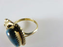 Beautiful Navajo Gold 14K Rich Blue Turquoise Women's Ring Size 4.75 - Just Stuff I Sell