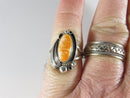 Spiny Oyster Sterling Silver Ring Navajo Hand Worked Ring Size 8.25 - Just Stuff I Sell
