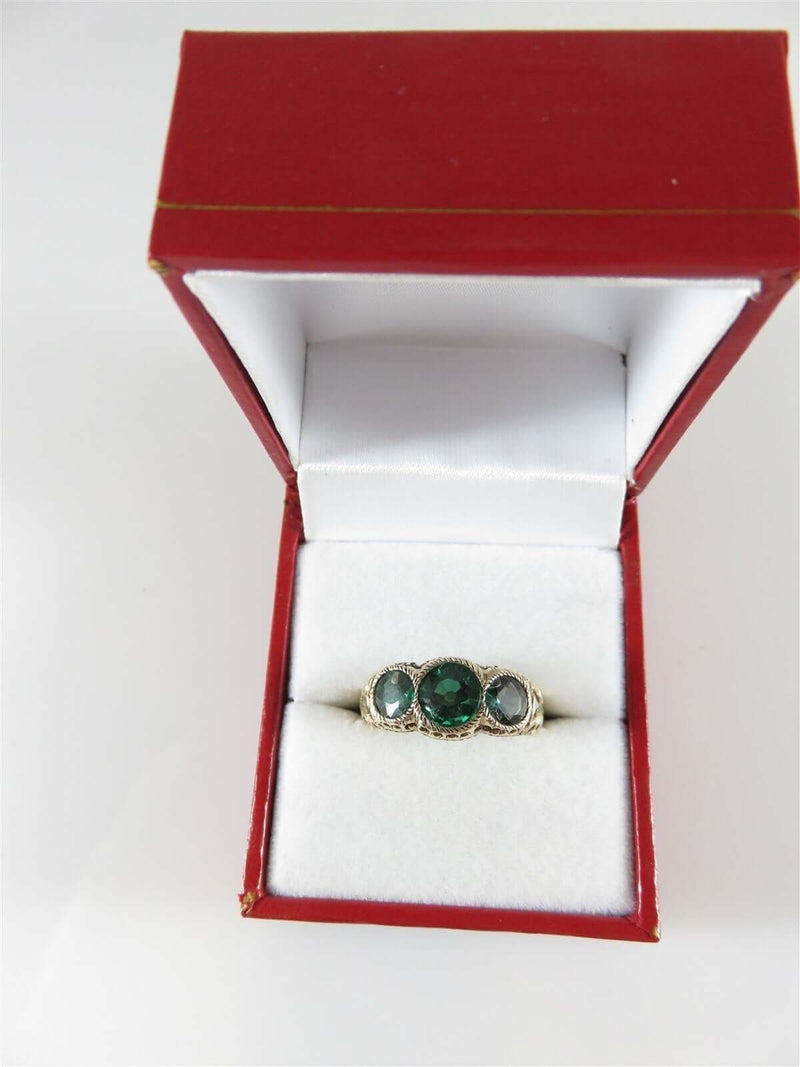 9K Gold Victorian Era OEC Green Tourmaline Doublet Men's Wedding Band Ring Size 9 - Just Stuff I Sell