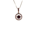 10K Rose Gold Designer 18" Necklace With Diamond Pink Sapphire Pendant — Necklaces • 10K, Gold • Diamond, Sapphire — front vi