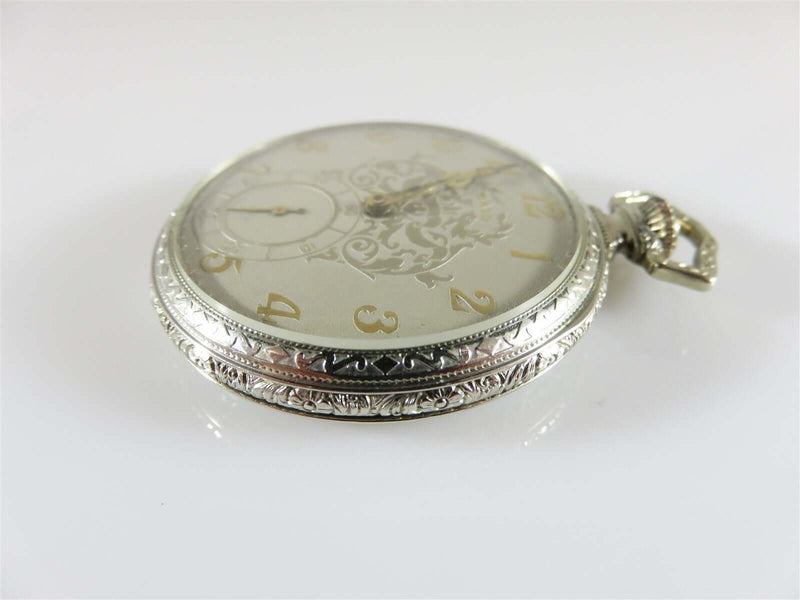 1927 Ball Watch Co 19J 12S 14K White Gold Filled Case Fancy Dial Pocket Watch - Just Stuff I Sell