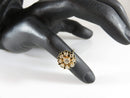 14K Diamond Halo Ring Black Enamel Accented Vintage Diamond Spray Ring Size 3.5 - Just Stuff I Sell