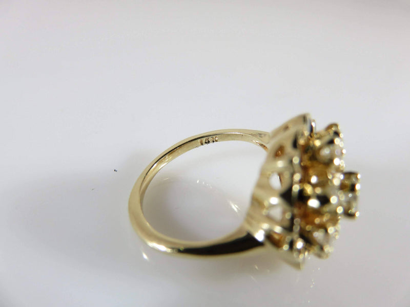 14K Diamond Halo Ring Black Enamel Accented Vintage Diamond Spray Ring Size 3.5 - Just Stuff I Sell