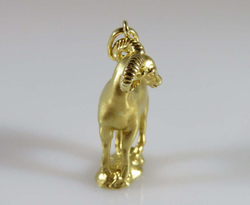 18K Yellow Gold 3D Aries Ram Charm/Pendant Brushed Gold Solid 7.1 Gram 18K Gold - Just Stuff I Sell