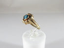 10K Rose Gold Floral Setting Zircon Blue Glass Stone Solitaire Ring Size 4.75 - Just Stuff I Sell