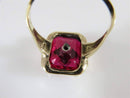 10K Art Deco Style Fancy Diamond Ruby Solitaire Ring Size 7.5 Yellow Gold - Just Stuff I Sell