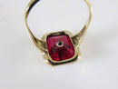 10K Art Deco Style Fancy Diamond Ruby Solitaire Ring Size 7.5 Yellow Gold - Just Stuff I Sell