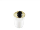 18K Solid Gold Men's Onyx Cabochon CZ Ring Size 9.75 4.6 grams — Men's Jewelry • 18K, Gold — front view