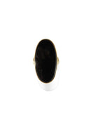 Stylish Victorian Style Oval Onyx Statement Ring Heavy 14K Yellow Gold Size 7 — Victorian Edwardian • 14K, Gold — front view
