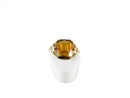 Vintage Faceted Citrine 10K Gold Retro Setting Size 6.25 — Mid Century • 10K, Gold • Emerald, Citrine — front view