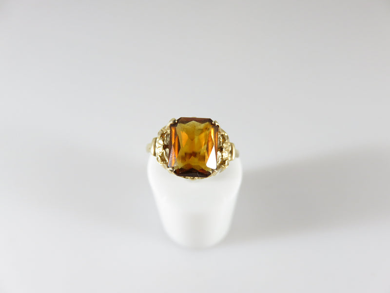 Vintage Faceted Citrine 10K Gold Retro Setting Size 6.25 - Just Stuff I Sell