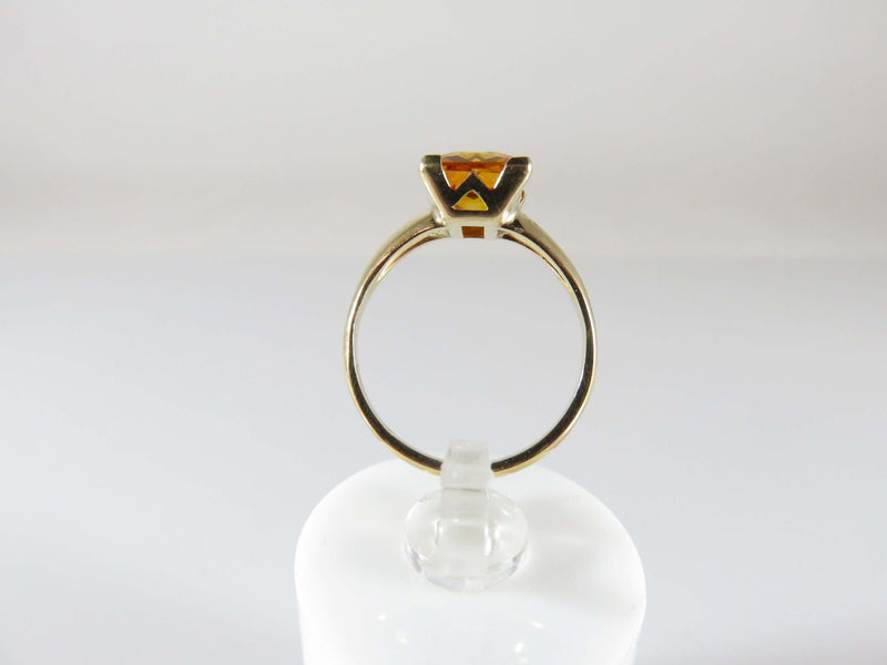 Emerald Cut Orange Sapphire 10K Gold Plainville Stock Co Ring Vintage Size 5 - Just Stuff I Sell