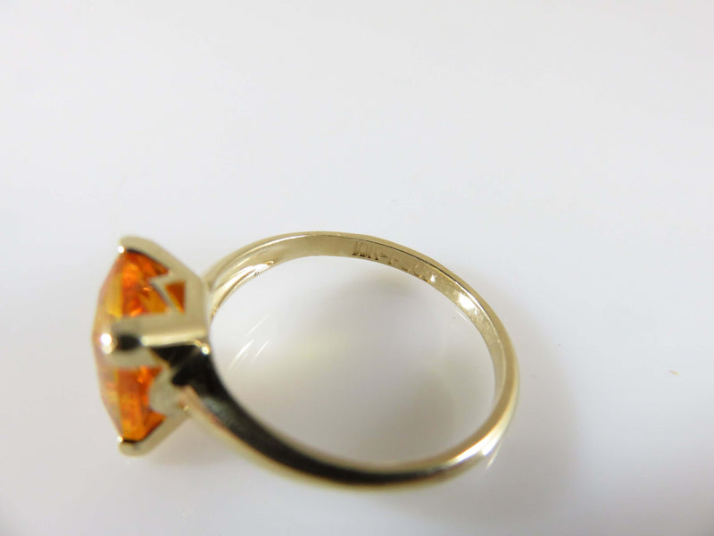 Emerald Cut Orange Sapphire 10K Gold Plainville Stock Co Ring Vintage Size 5 - Just Stuff I Sell