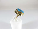 Beautiful Navajo Gold 14K Rich Blue Turquoise Women's Ring Size 4.75 - Just Stuff I Sell