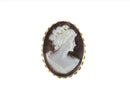 14K Gold Carved Mother of Pearl Cameo Brooch Pendant 1 3/4 x 1 3/8 10.2 grams - Just Stuff I Sell