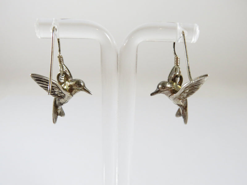 Sterling Silver Hummingbird Dangle Earrings 3D Design 8.7 Grams - Just Stuff I Sell
