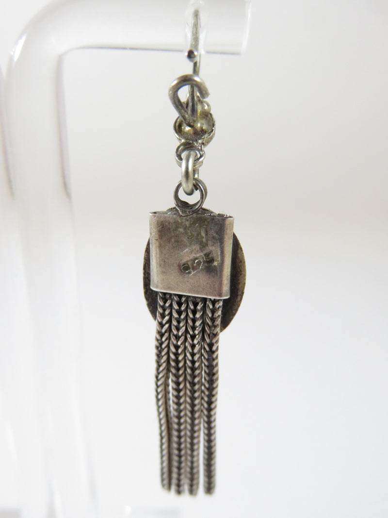 Victorian Style Sterling Silver Enamel Accented Tassel Earrings Kidney Wire - Just Stuff I Sell
