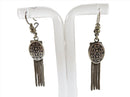 Victorian Style Sterling Silver Enamel Accented Tassel Earrings Kidney Wire — Earrings • Sterling Silver, Silver — front view