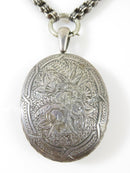 Victorian Sterling Collar Chain & Keepsake Locket UK Hallmarked Floral Design - Just Stuff I Sell