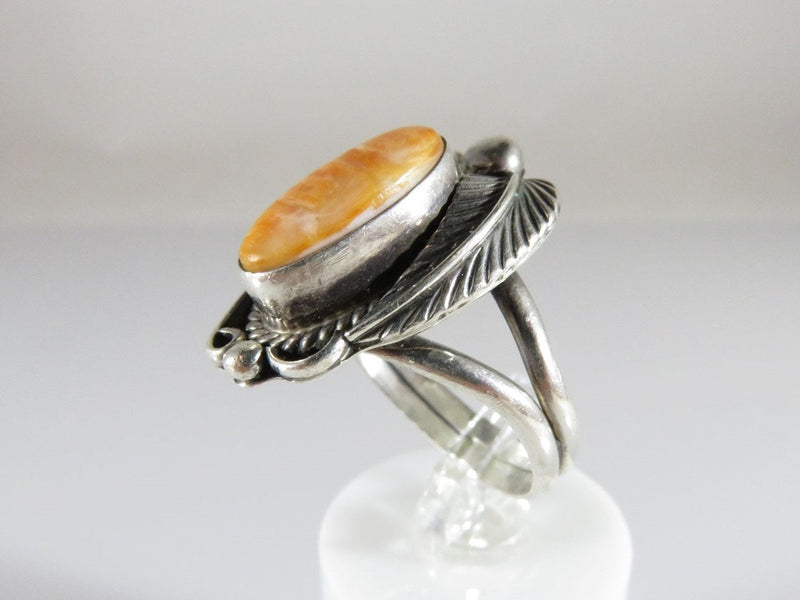 Spiny Oyster Sterling Silver Ring Navajo Hand Worked Ring Size 8.25 - Just Stuff I Sell