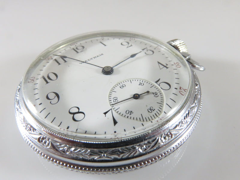 Waltham Model 1908 Traveler 7J 16S Pocket Watch Running Stainless Defiance Case - Just Stuff I Sell