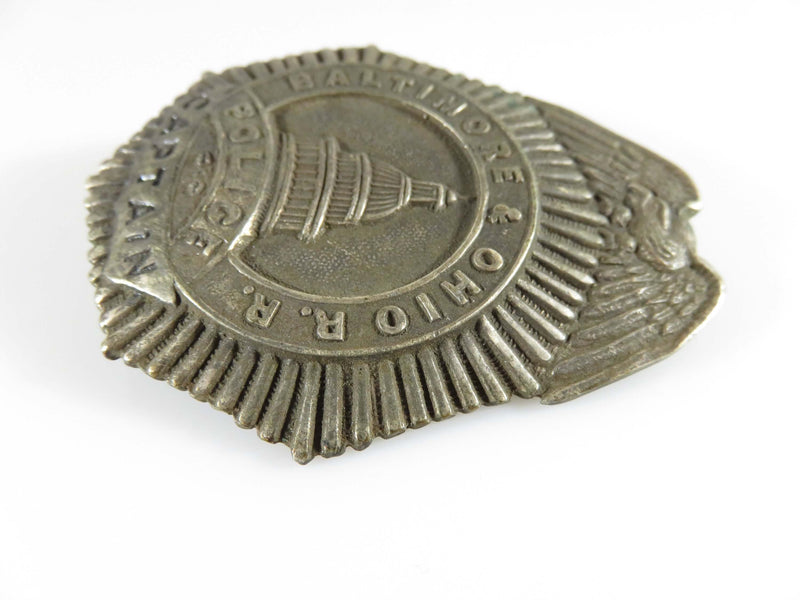 Antique B&O Railroad Baltimore Ohio Railroad Obsolete Police Captain Badge - Just Stuff I Sell