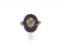 14K White Gold Egyptian Inspired Smoky Quartz Sapphire & Diamond Flip Ring 7.75 - Just Stuff I Sell
