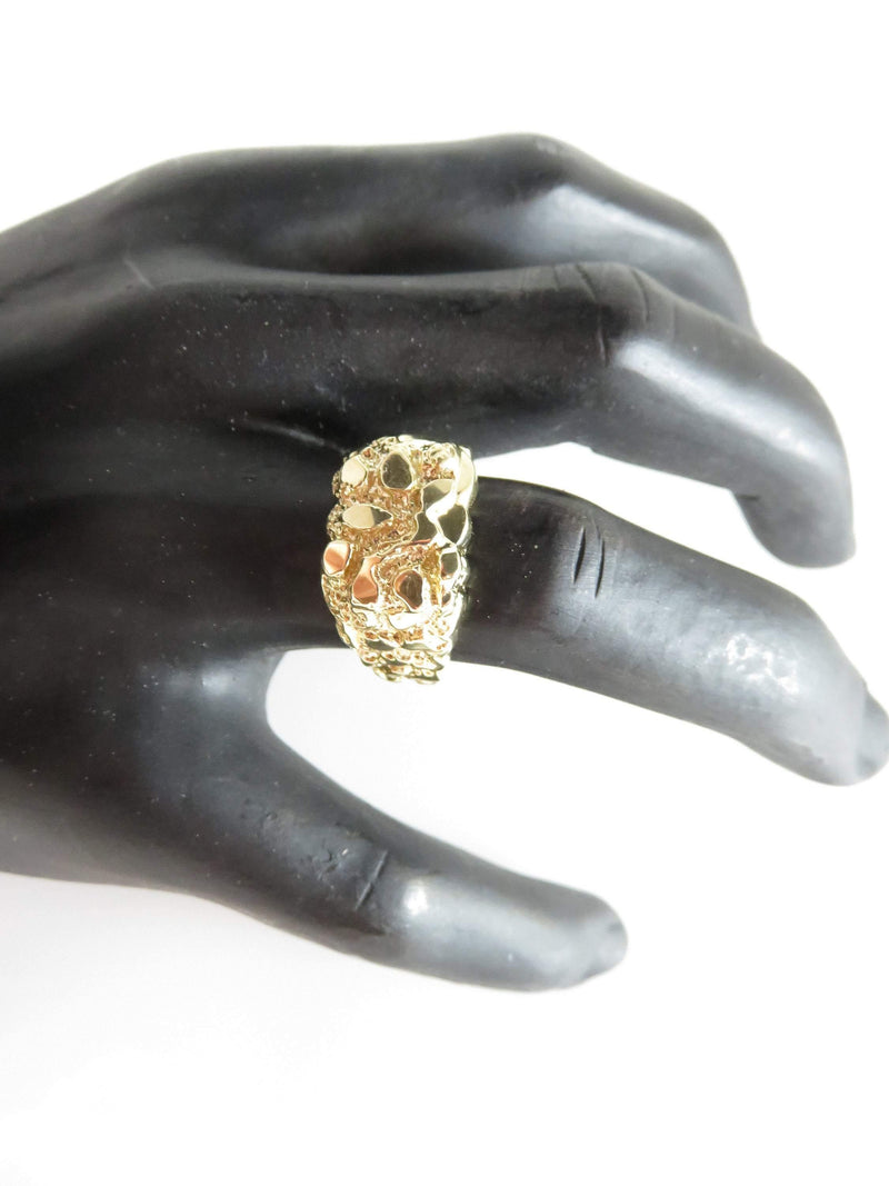 Retro Style 10K Yellow Gold Nugget Ring Men's Size 9.75 - Just Stuff I Sell