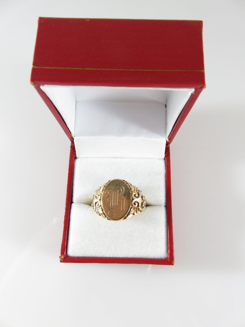 Victorian Edwardian Style 10K Rose Gold Signet Ring Men's Size 10.25 - Just Stuff I Sell