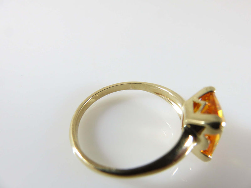 Emerald Cut Orange Sapphire 10K Gold Plainville Stock Co Ring Vintage Size 5 - Just Stuff I Sell