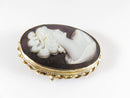 14K Gold Carved Mother of Pearl Cameo Brooch Pendant 1 3/4 x 1 3/8 10.2 grams - Just Stuff I Sell