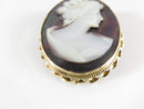 14K Gold Carved Mother of Pearl Cameo Brooch Pendant 1 3/4 x 1 3/8 10.2 grams - Just Stuff I Sell