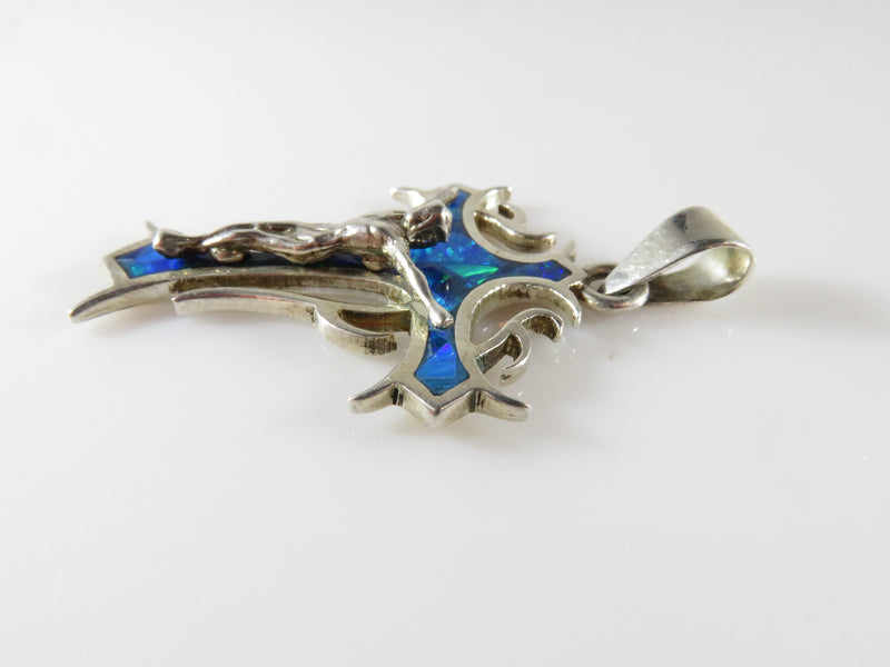 Stunning Vintage Art Nouveau Style Opal Inlay Cross 950 Silver Pendant Taxco - Just Stuff I Sell