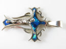 Stunning Vintage Art Nouveau Style Opal Inlay Cross 950 Silver Pendant Taxco - Just Stuff I Sell