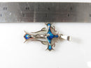 Stunning Vintage Art Nouveau Style Opal Inlay Cross 950 Silver Pendant Taxco - Just Stuff I Sell