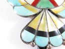 Zuni Thunderbird Sterling Silver Turquoise, MOP, Coral, Onyx Bolo Tie Pendant - Just Stuff I Sell